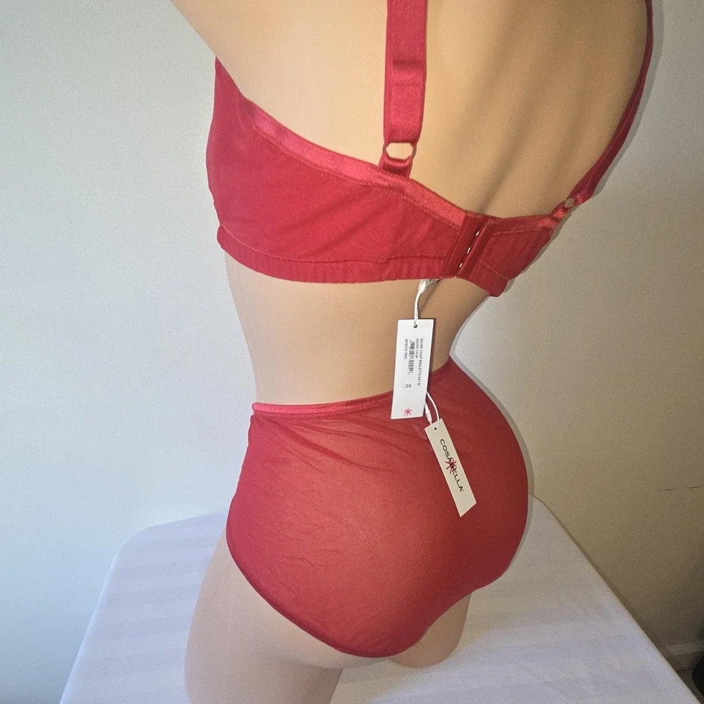 Cosabella Soire Confidence Extended Mystic Red‎ Mesh Bralette & Boyshort Set 2X
